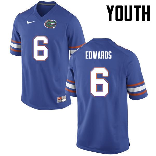 Youth NCAA Florida Gators Brian Edwards #6 Stitched Authentic Nike Blue College Football Jersey MJS3465FL